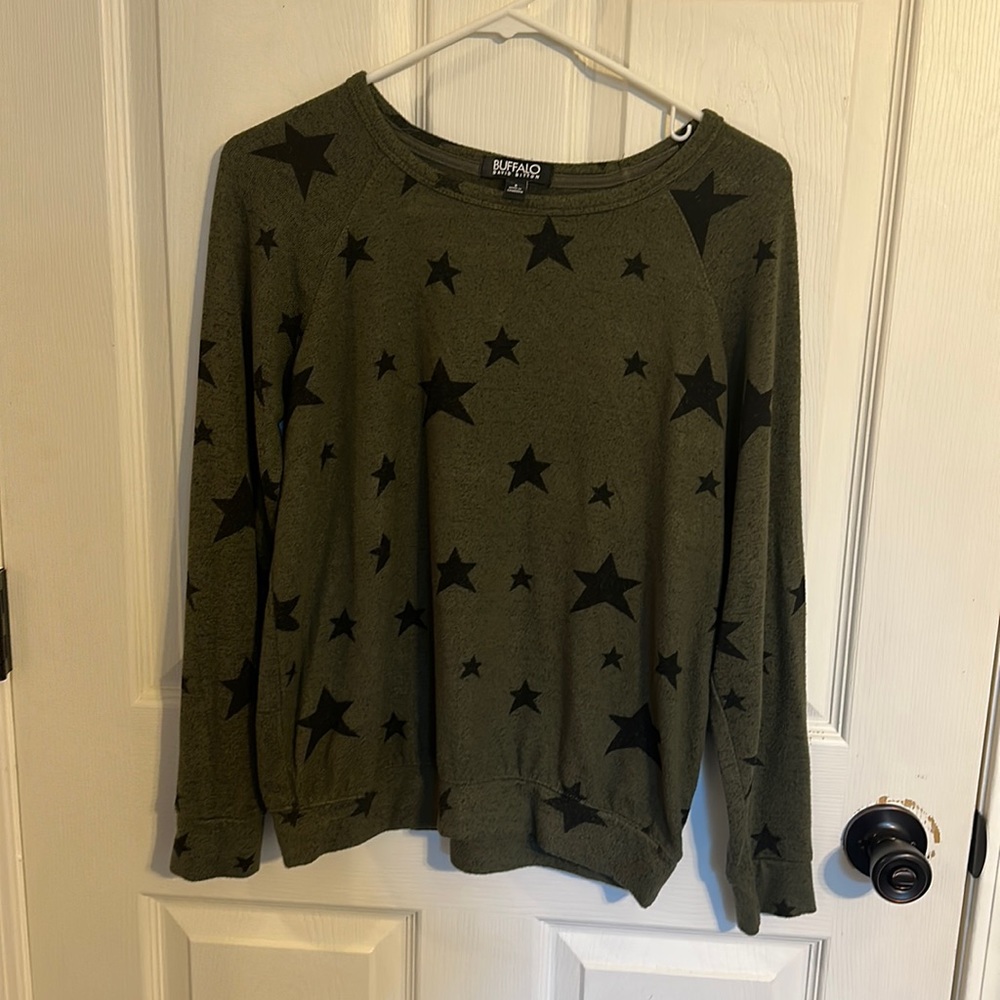 Olive & Black Blouse with Stars